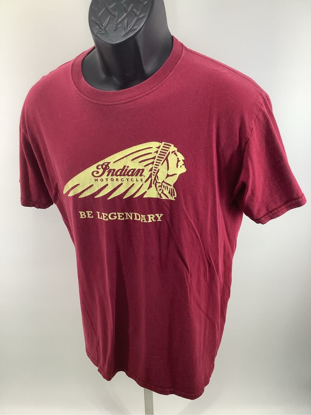 Indian Motorcycle Graphic T Shirt Be Legendary Maroon Medium Fruit of Loom 19x26